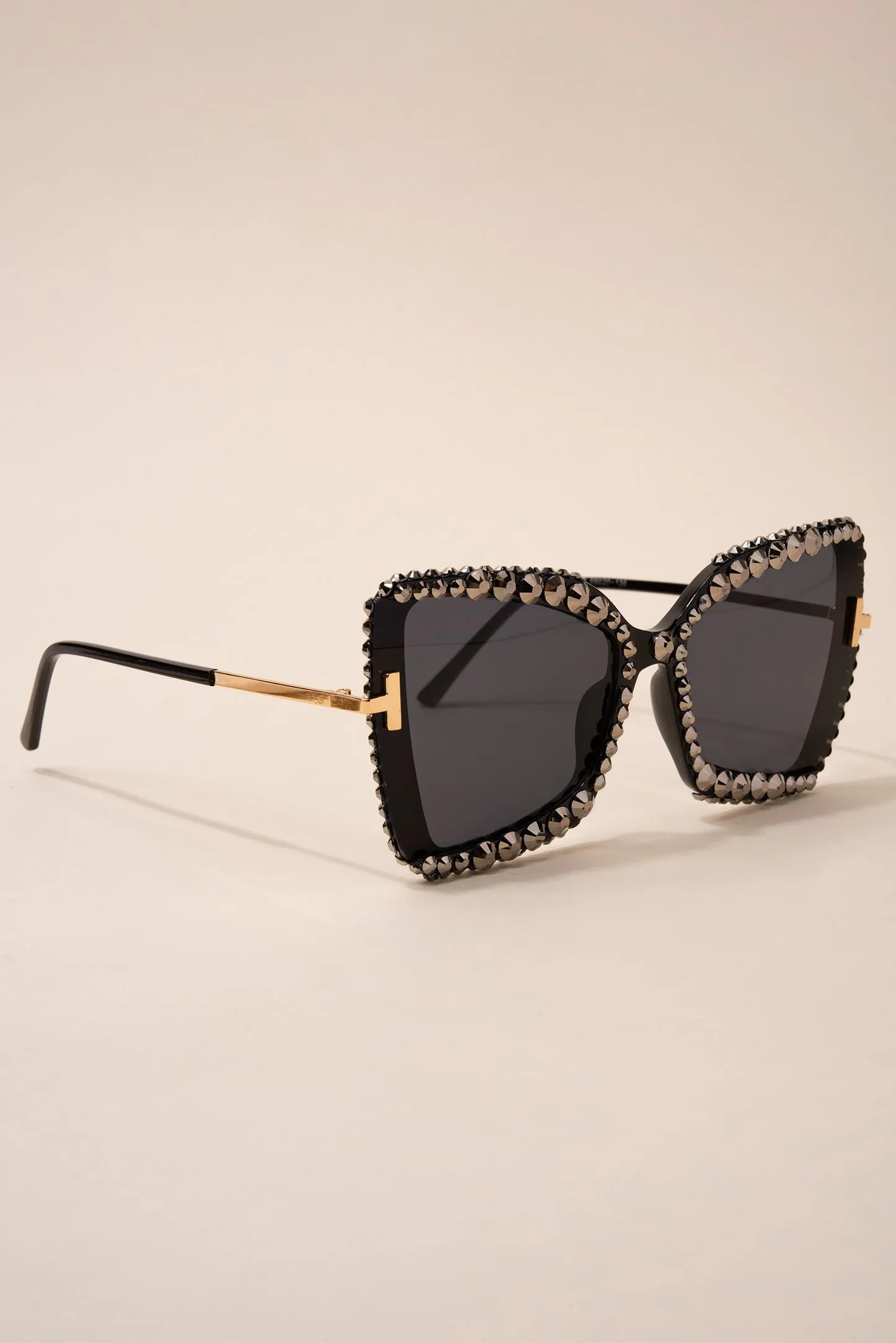 Stephanie Rounded Cat Eye Rhinestone Sunglasses