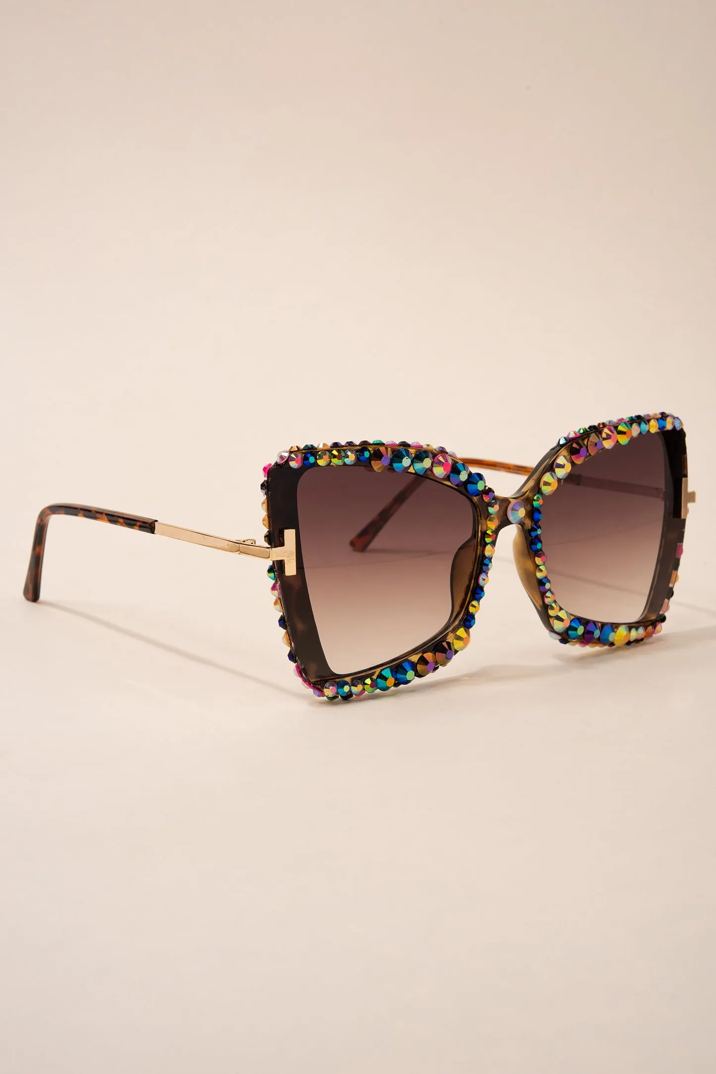 Stephanie Rounded Cat Eye Rhinestone Sunglasses