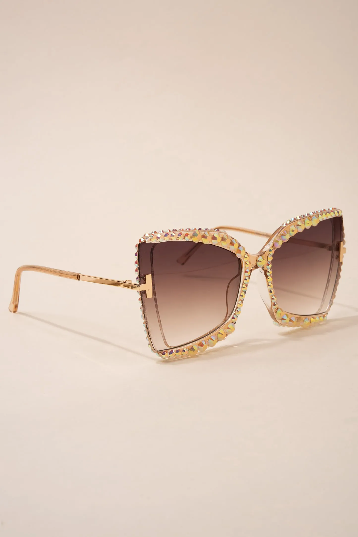 Stephanie Rounded Cat Eye Rhinestone Sunglasses