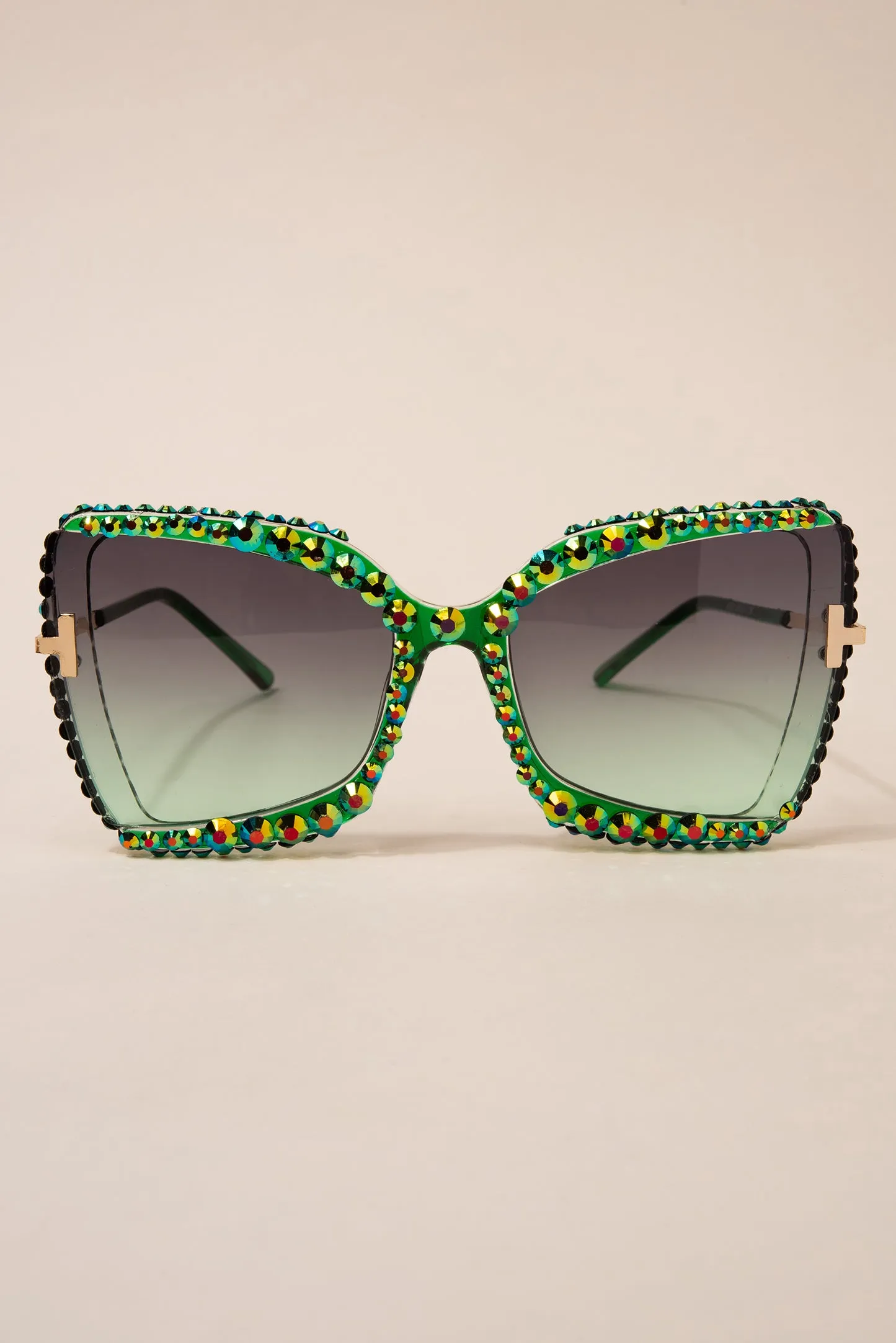 Stephanie Rounded Cat Eye Rhinestone Sunglasses