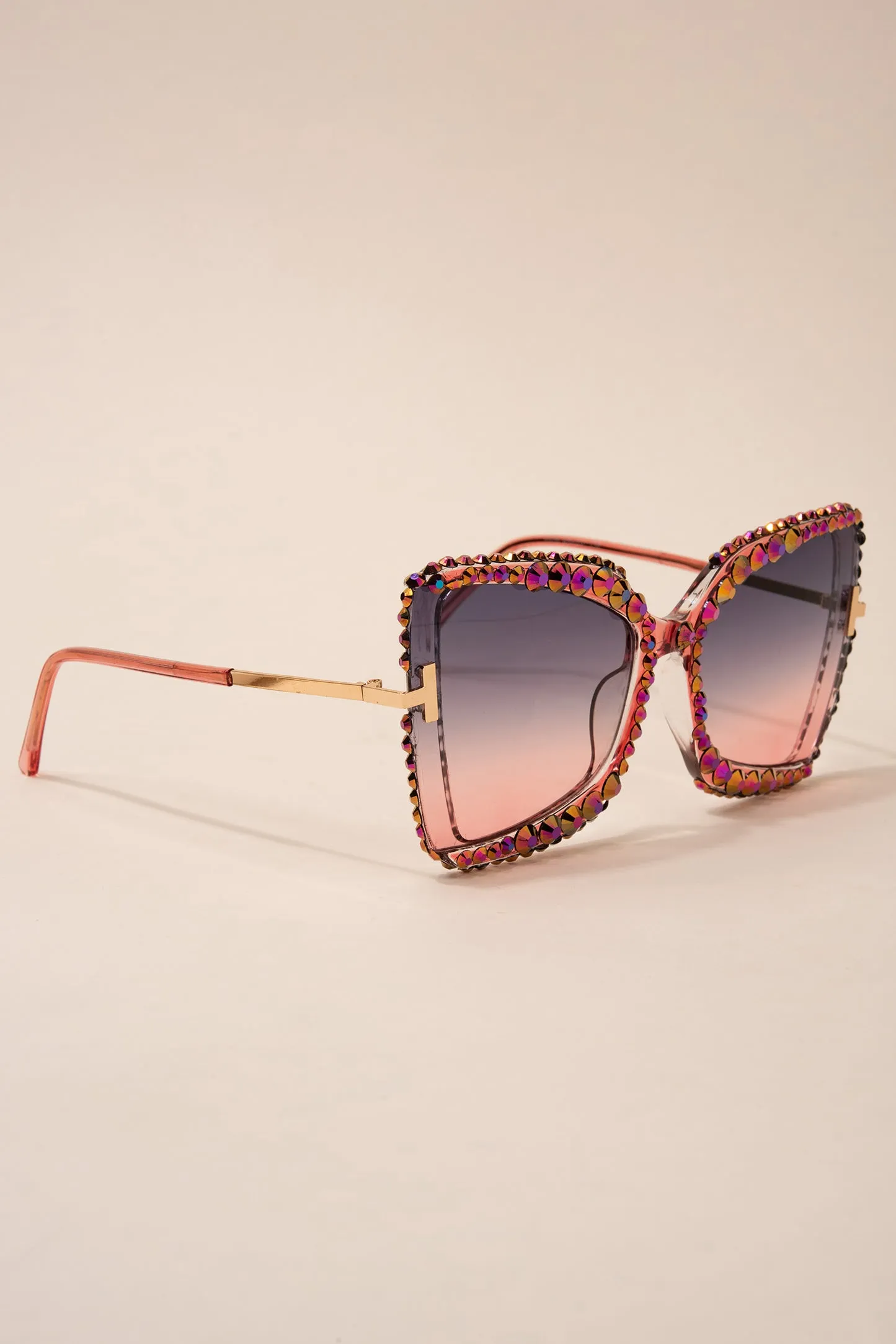 Stephanie Rounded Cat Eye Rhinestone Sunglasses