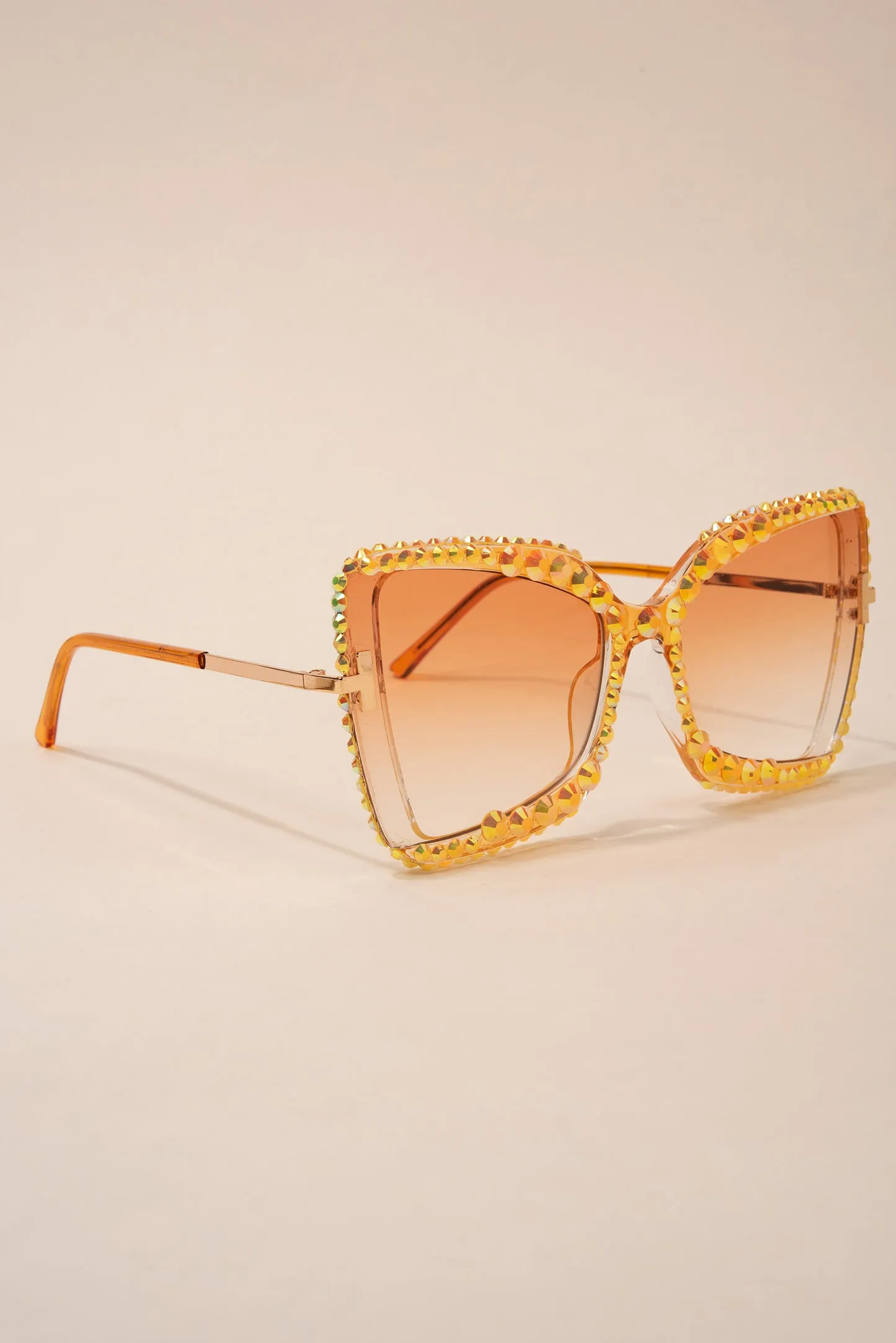 Stephanie Rounded Cat Eye Rhinestone Sunglasses