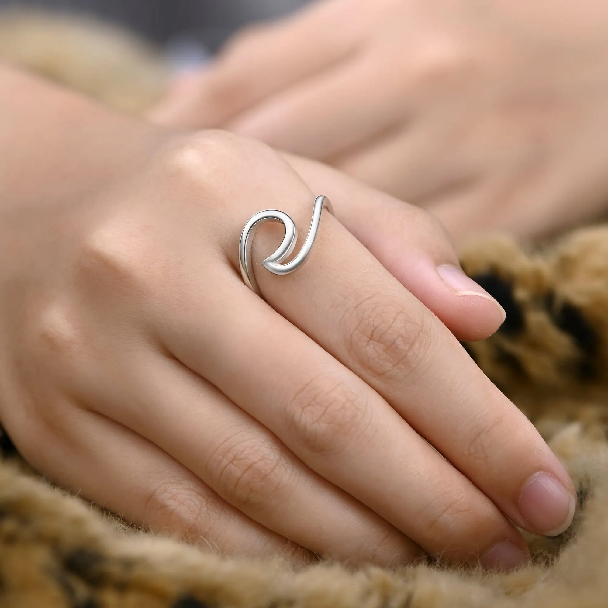 Surfer Ocean Wave Ring Sterling Silver