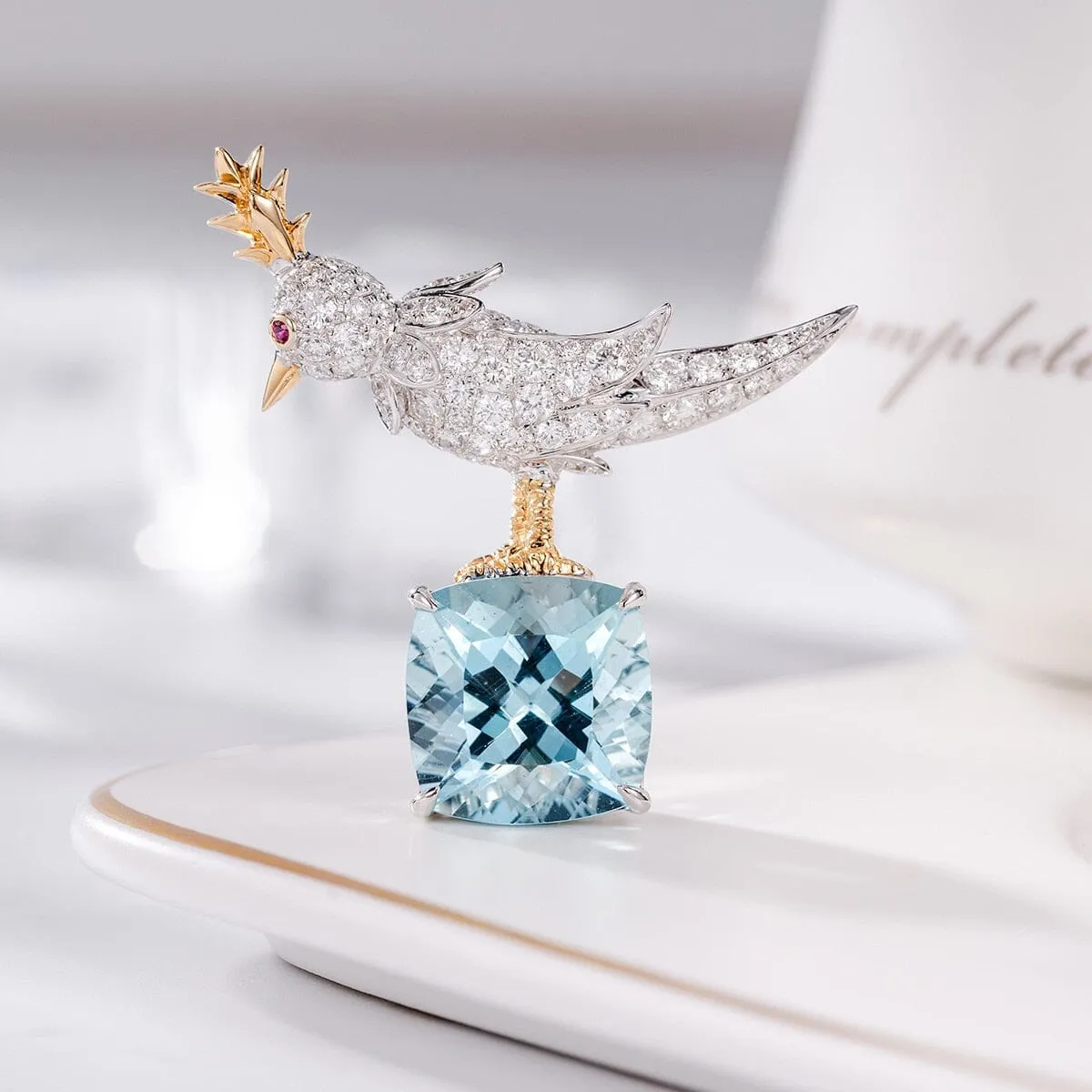 Sweetie Bird Sea Blue Lab Topaz Pendant Necklace