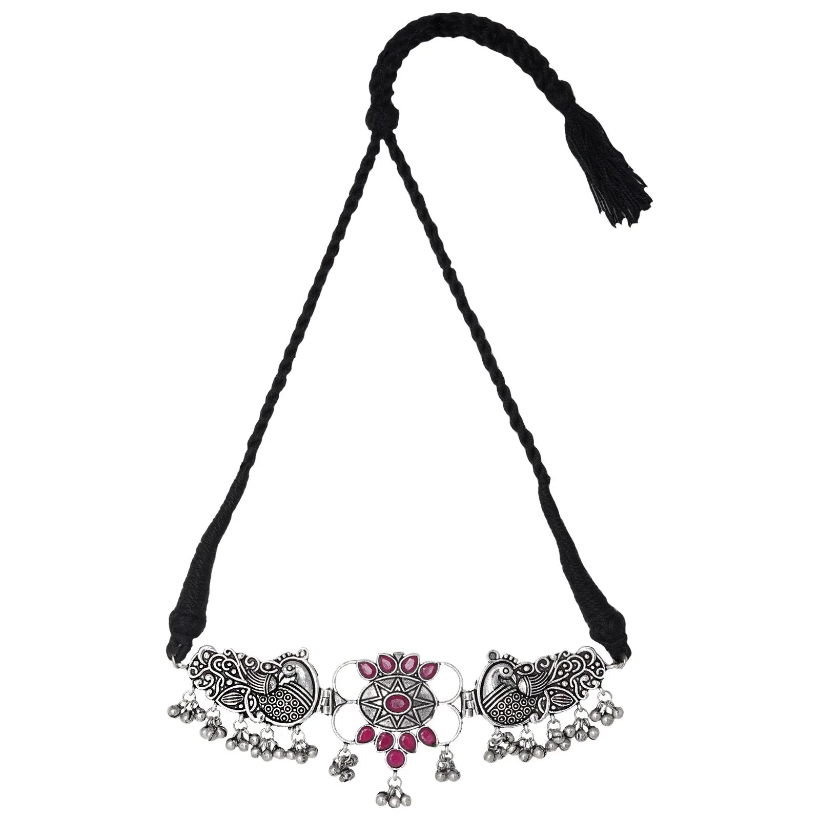 Teejh Parul Pink Peacock Choker Necklace