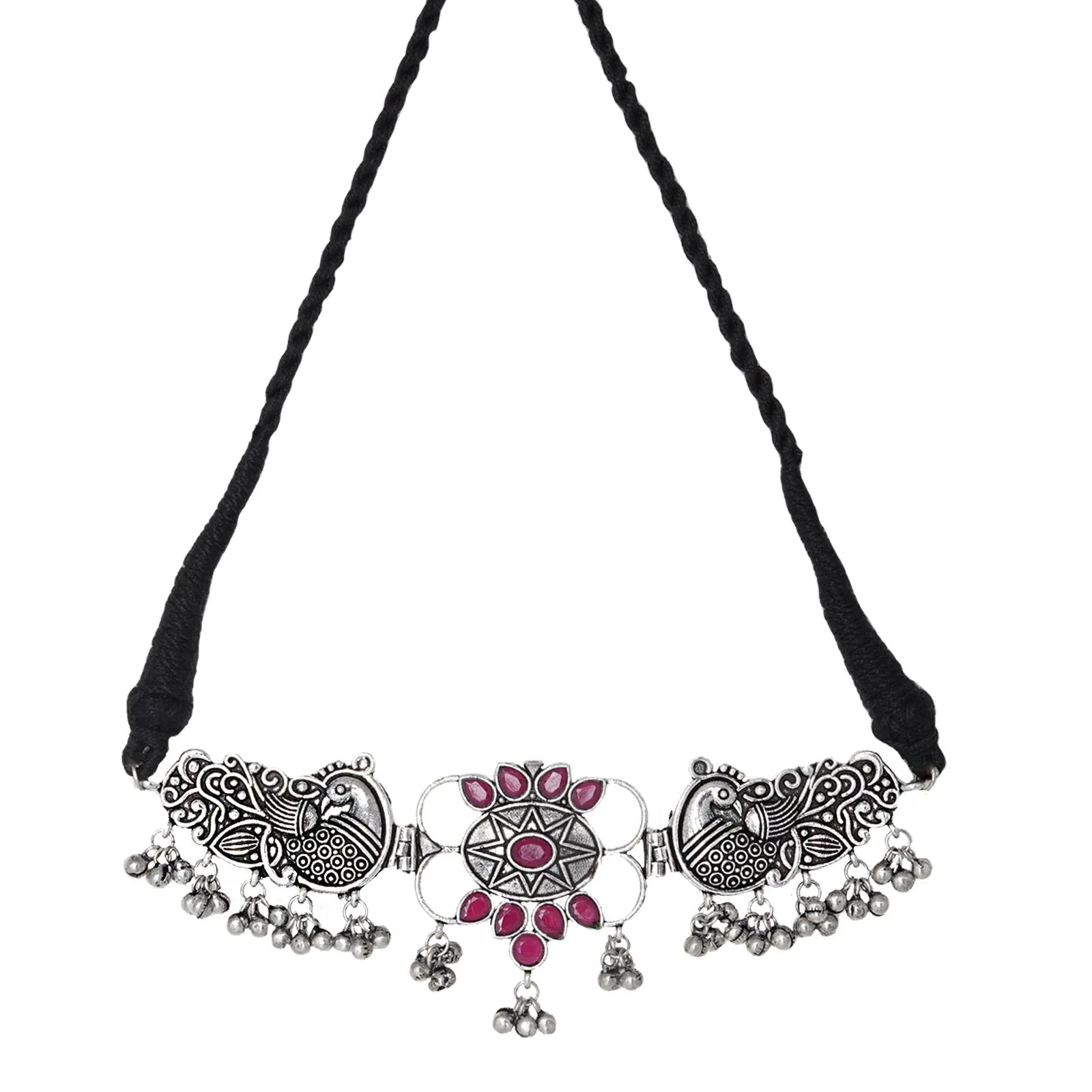 Teejh Parul Pink Peacock Choker Necklace