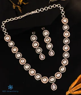 The Ava Silver Polki Necklace & Earrings