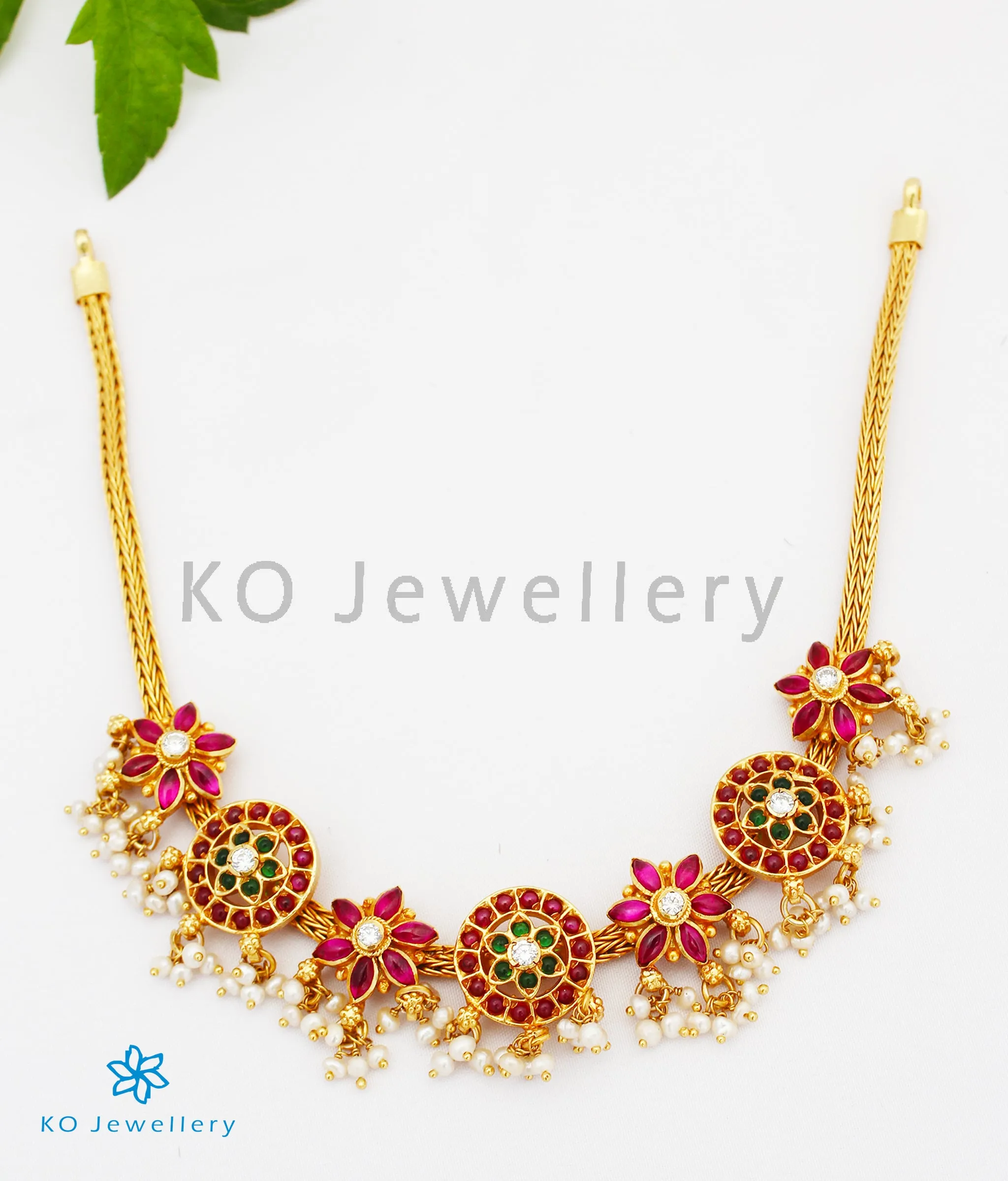 The Uthika Silver Kempu Necklace (Red)