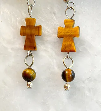 Tigereye Cross Earrings