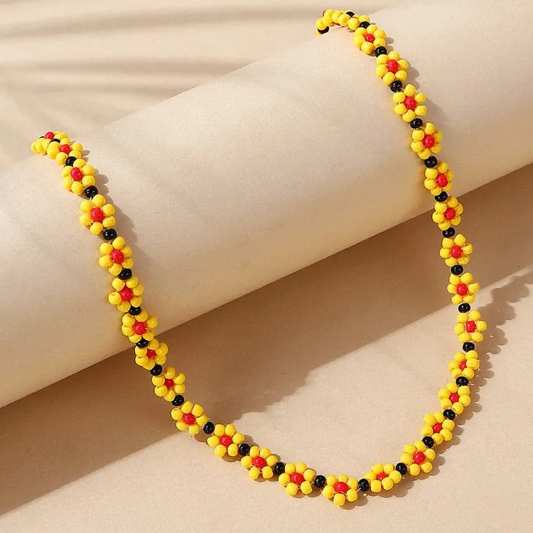 Trendy Flower Passion Beads Choker-Halskette