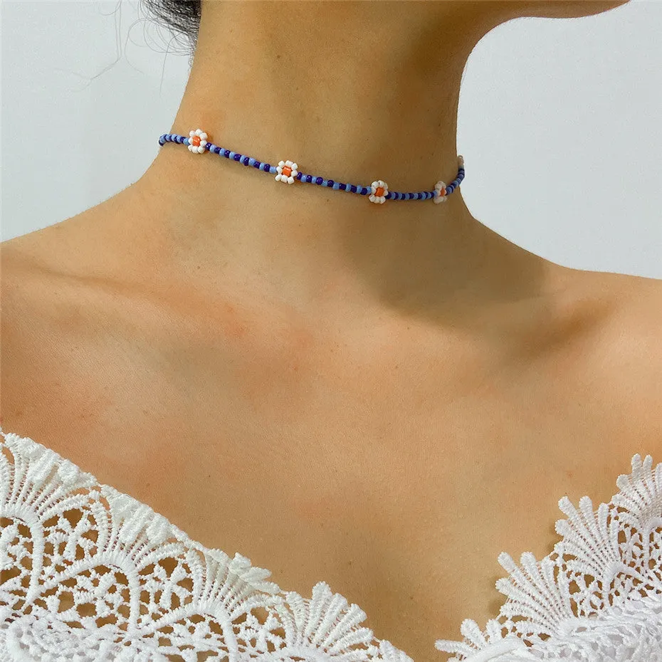 Trendy Flower Passion Beads Choker-Halskette