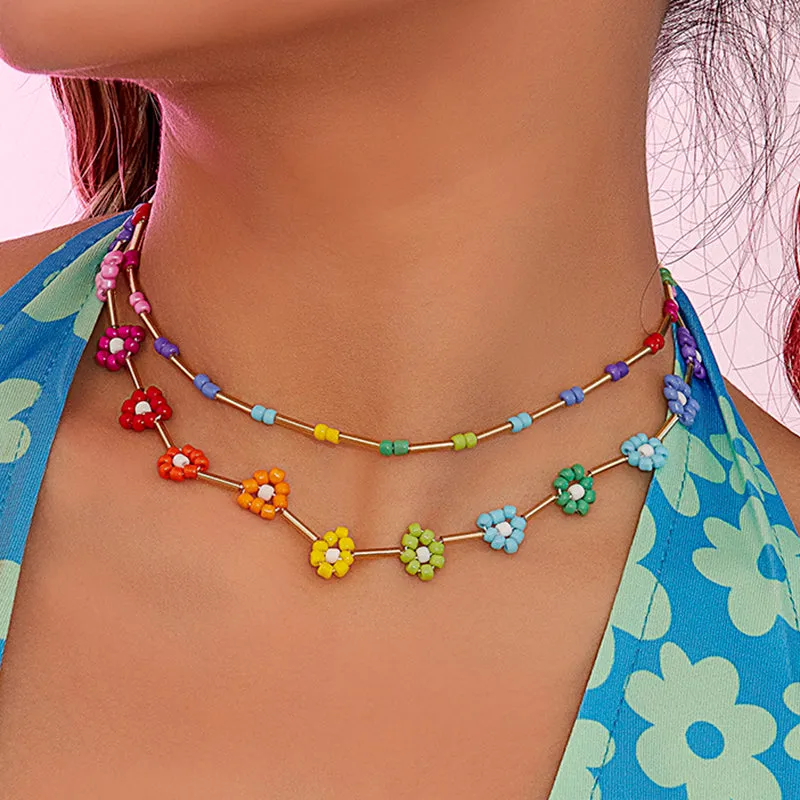 Trendy Flower Passion Beads Choker-Halskette