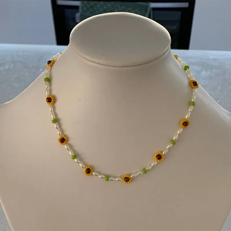 Trendy Flower Passion Beads Choker-Halskette