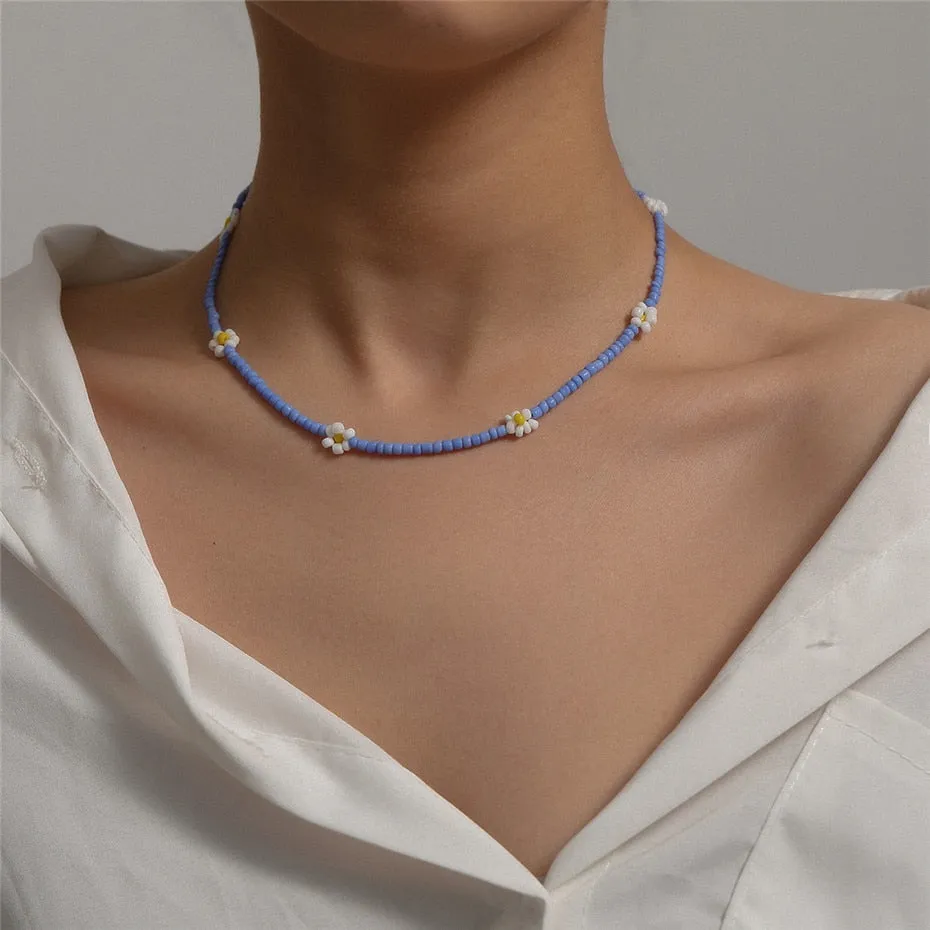 Trendy Flower Passion Beads Choker-Halskette