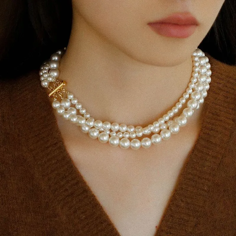 Triple Strand Pearl Necklace