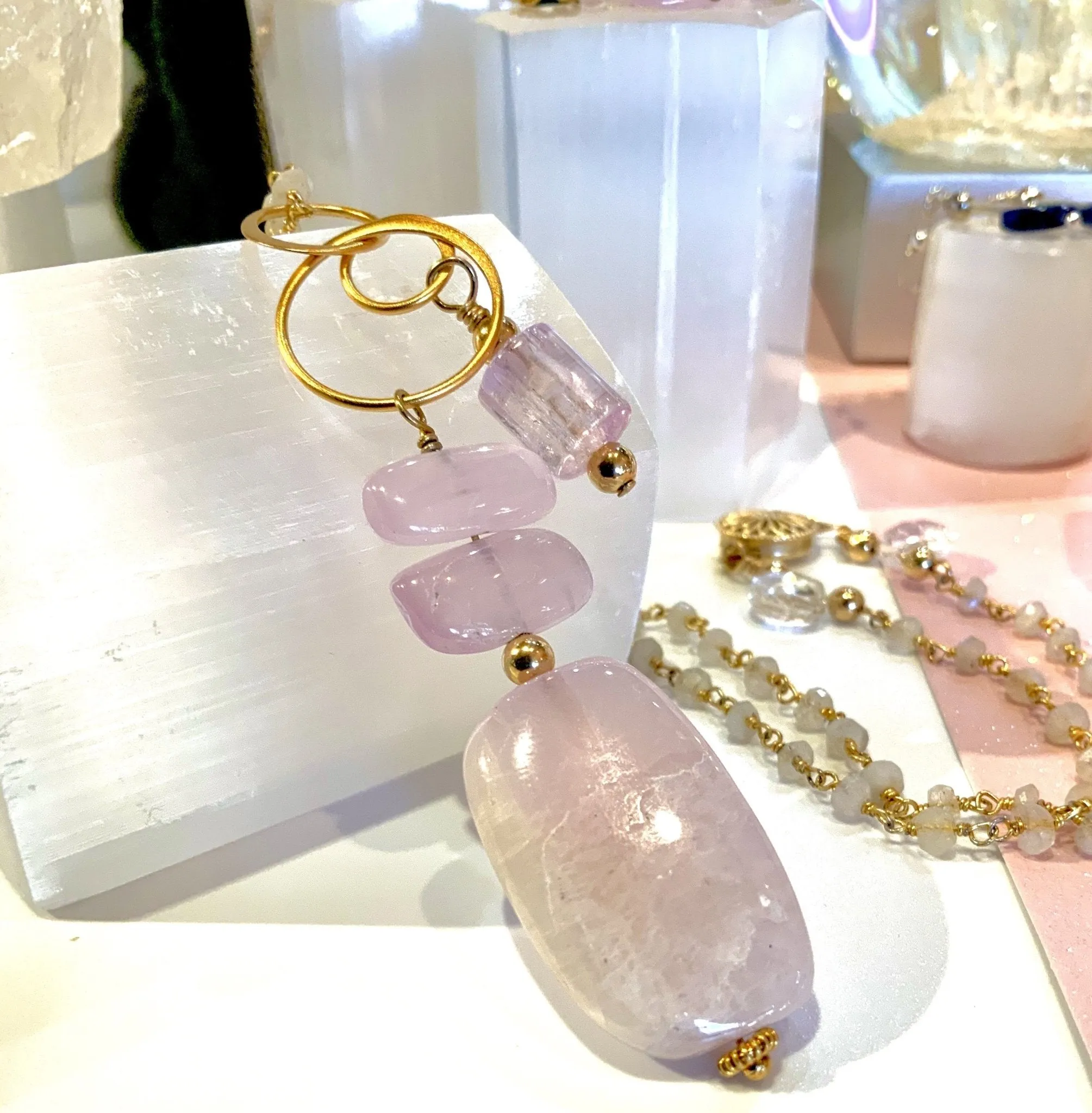 Under a Pink Moon Kunzite necklace