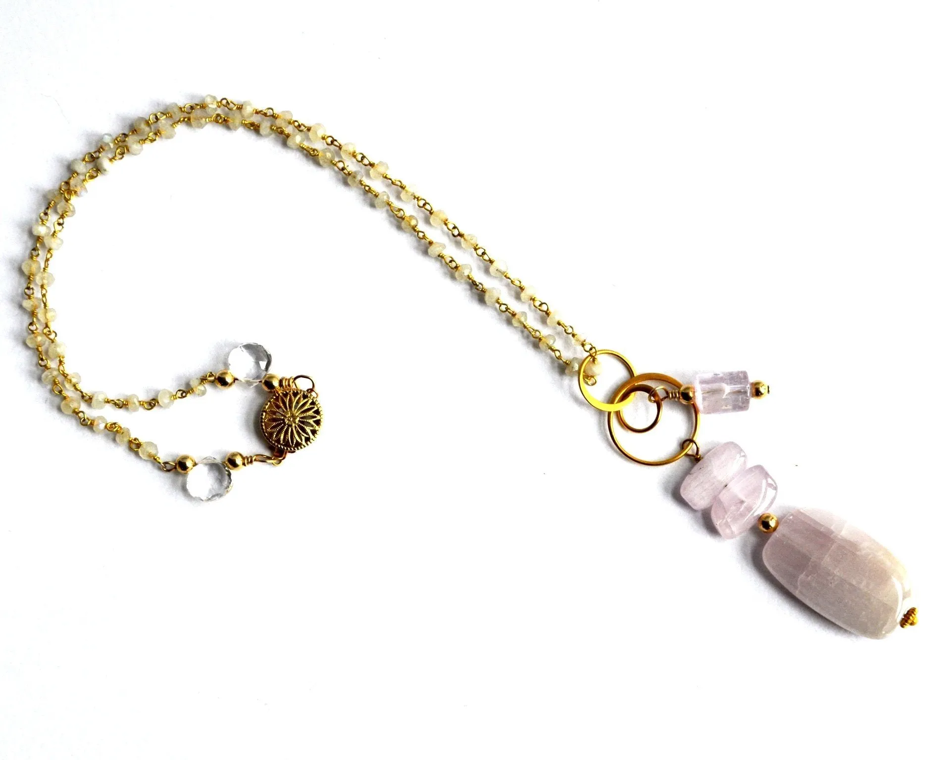 Under a Pink Moon Kunzite necklace