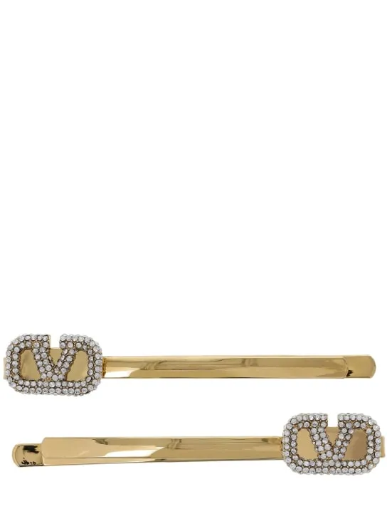 Valentino Garavani   Crystal V logo hair clip 