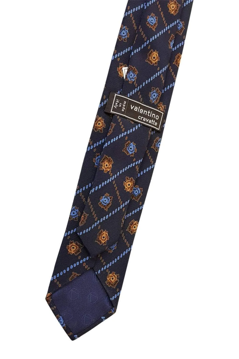 VALENTINO Vintage Silk Blue Tie Abstract Floral Print Repeat (55)