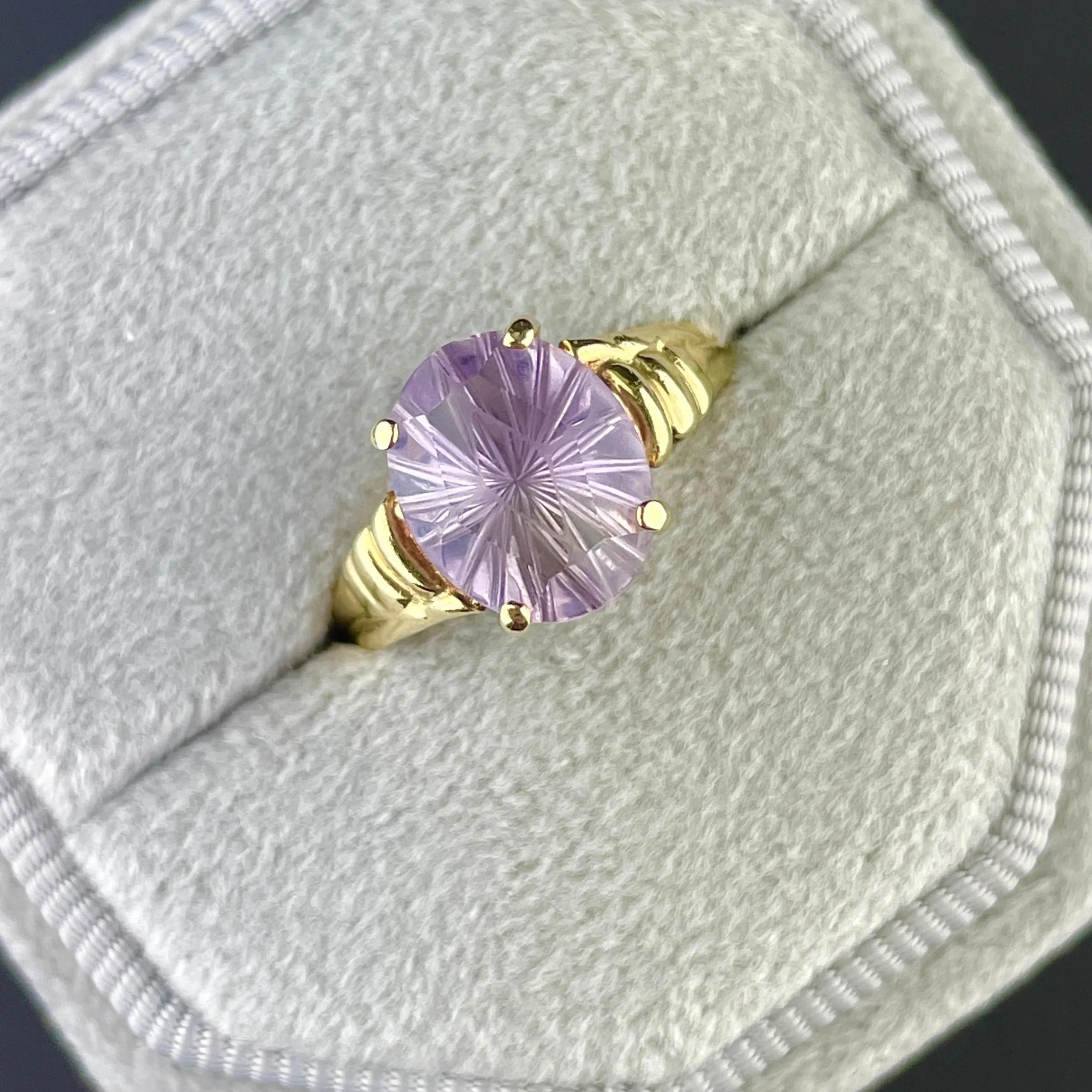 Vintage 10K Gold Specialty Cut Amethyst Cocktail Ring, Sz 6