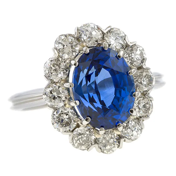 Vintage Sapphire & Diamond Flowerhead Ring, 5.04ct.