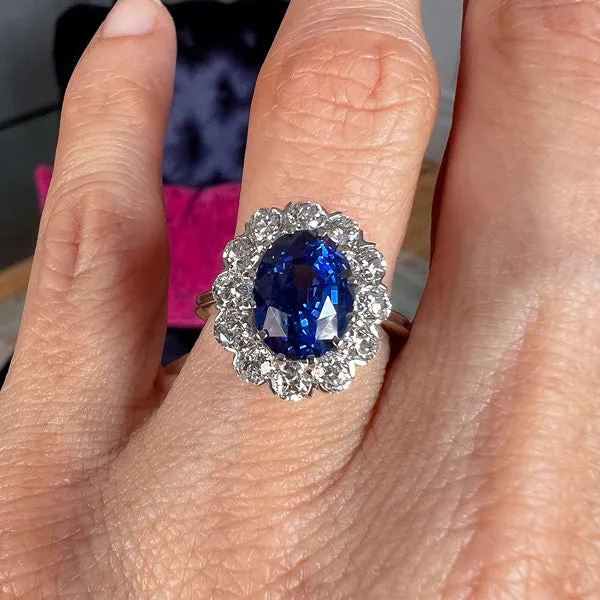 Vintage Sapphire & Diamond Flowerhead Ring, 5.04ct.