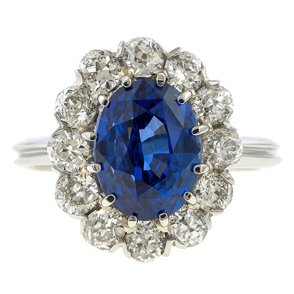 Vintage Sapphire & Diamond Flowerhead Ring, 5.04ct.