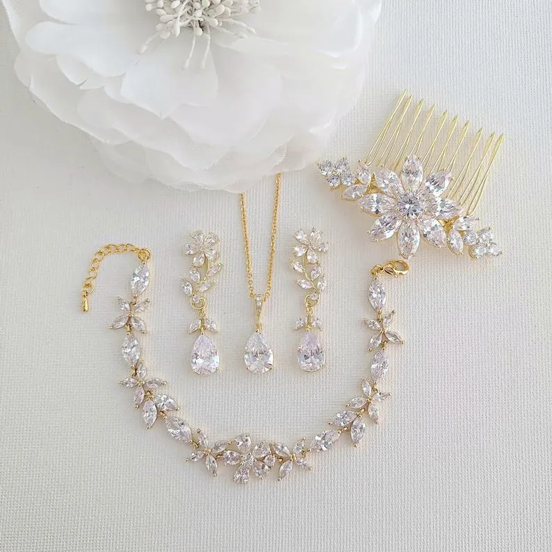 Wedding Jewelry Set for Brides-Daisy