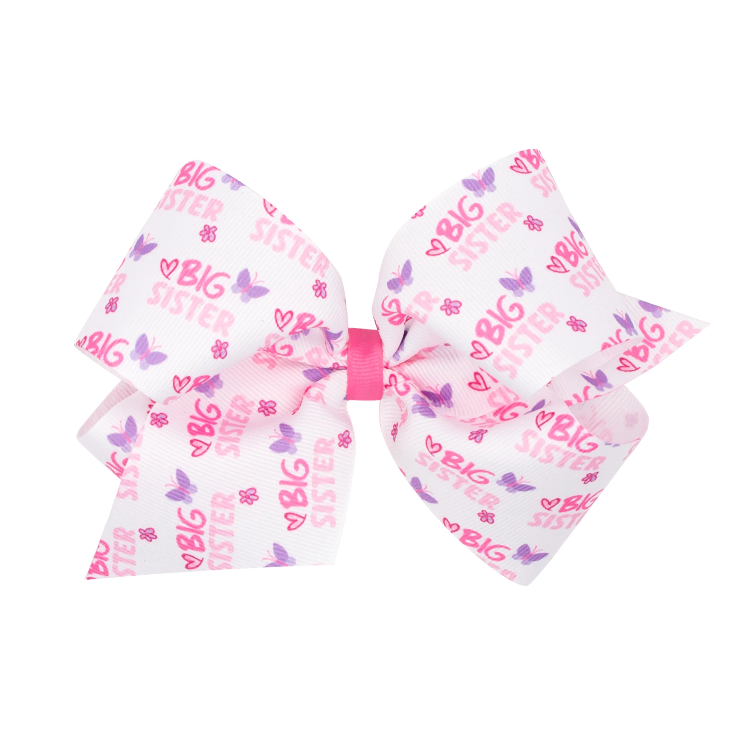 Wee Ones Big Sister Printed Grosgrain Hair Bow on Clippie