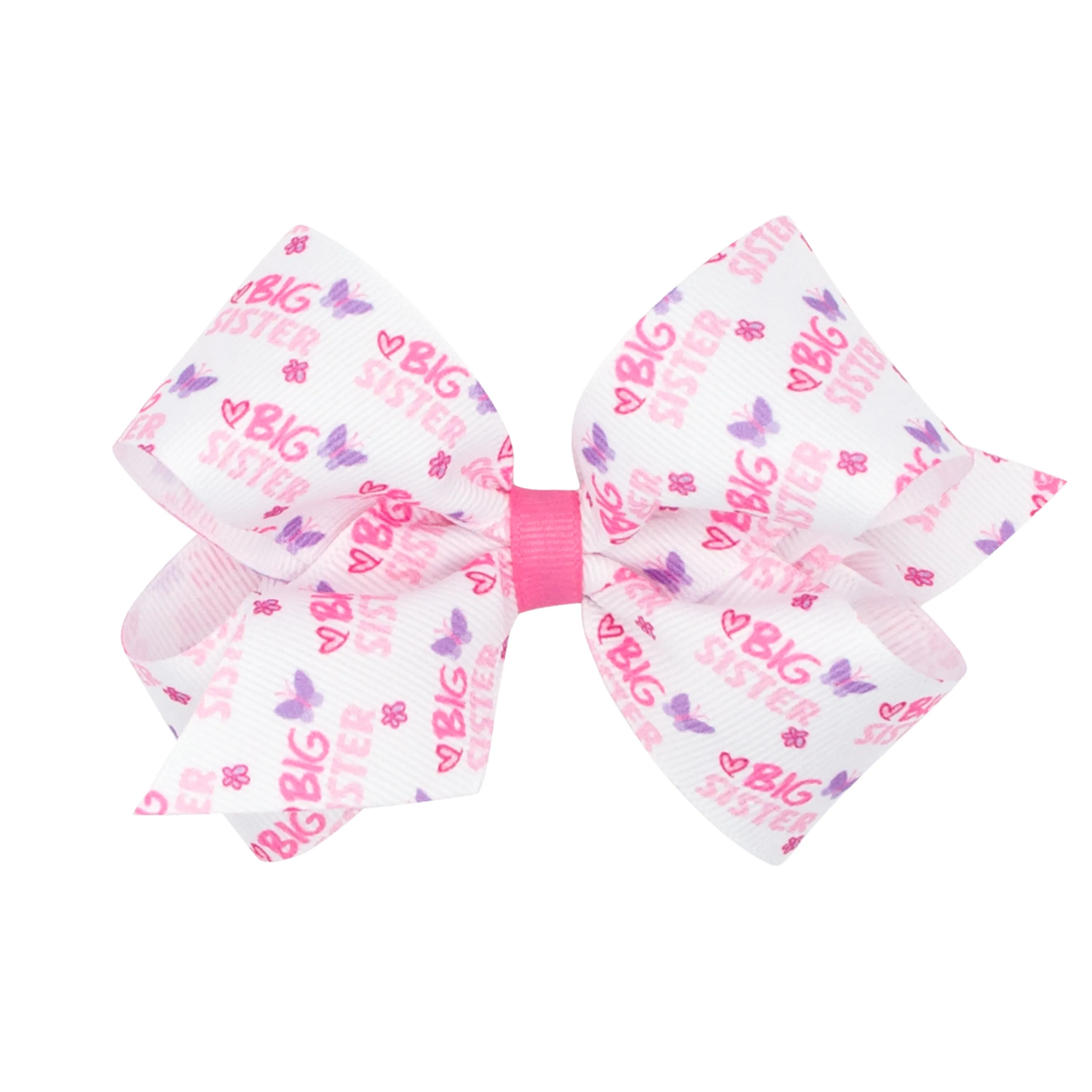 Wee Ones Big Sister Printed Grosgrain Hair Bow on Clippie