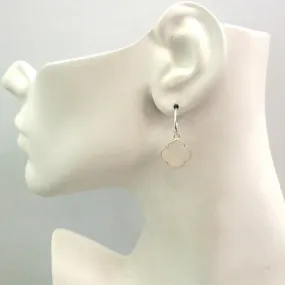 White Chalcedony Single Drop Hoop Earrings (stud closure)