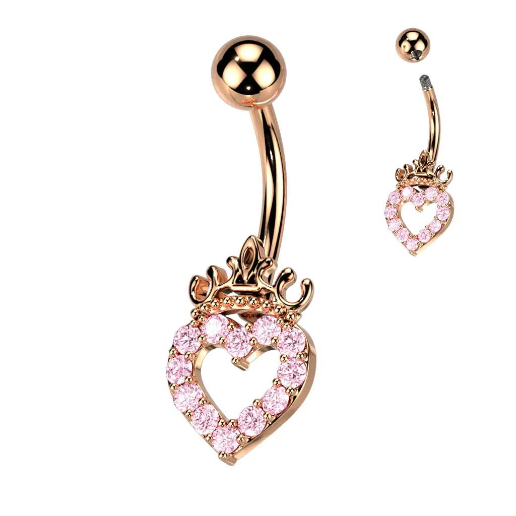 White Queen of Hearts Belly Ring