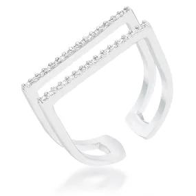 WildKlass 0.2ct CZ Rhodium Plated Pave Parallel Ring