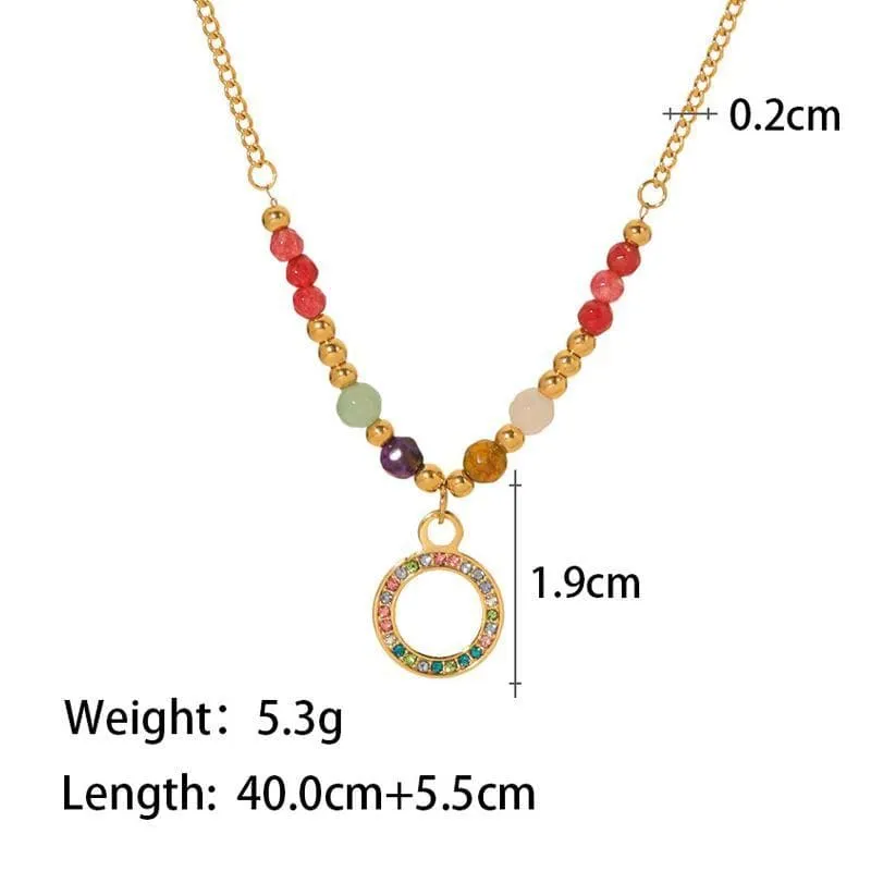 Women's Colored Diamond Ring Pendant Stone Necklace